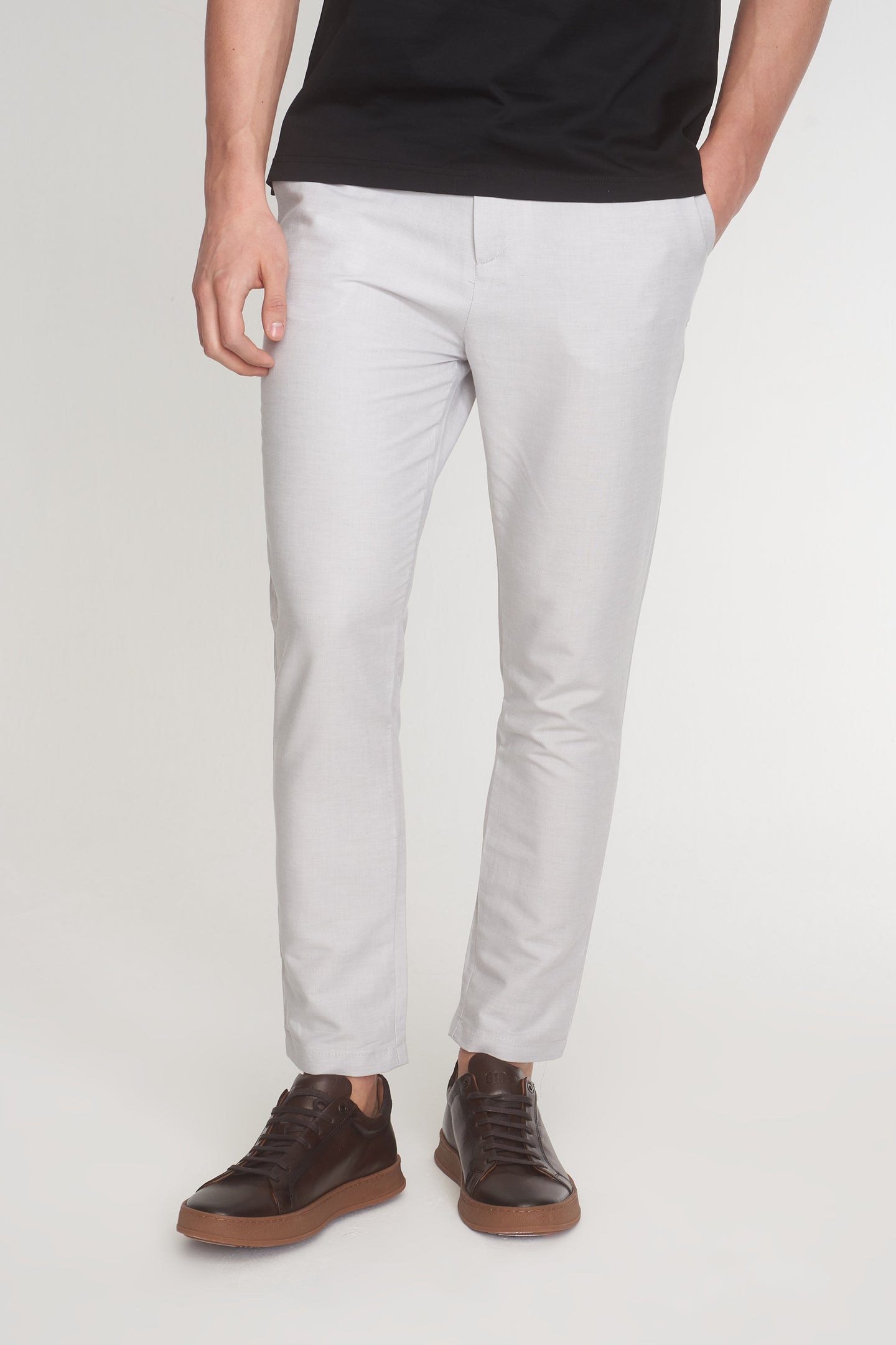 Stone Linen Blend Trousers